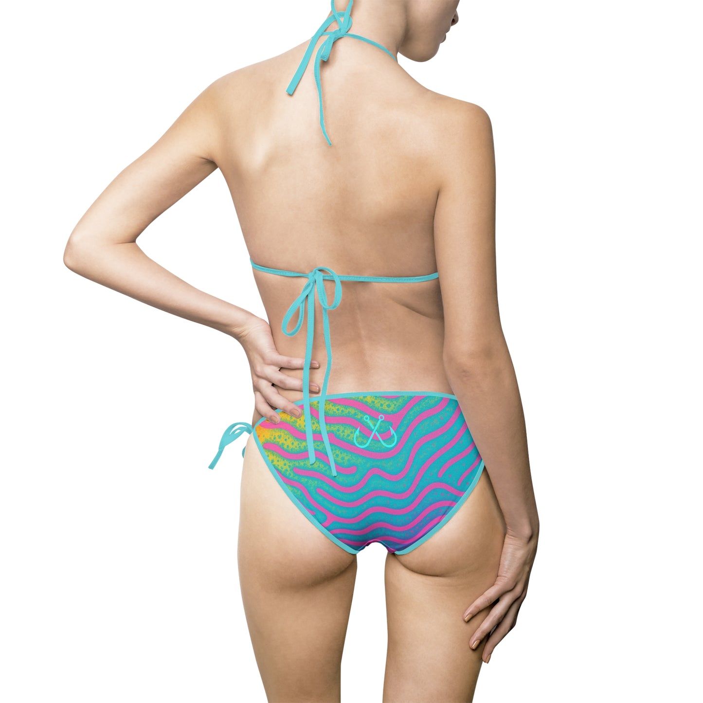 Retro Inspired Wave Women’s Bikini Swimsuit, Summer Beachwear, Swimwear for Vacations, Pool Parties, Tropical Getaways