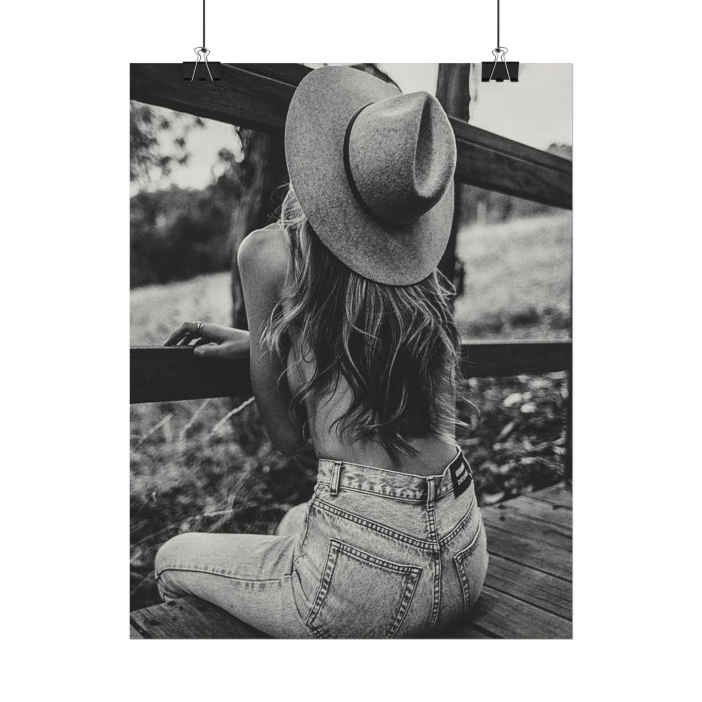 Babys Got Her Blue Jeans On – Western Textured Watercolor Matte Posters