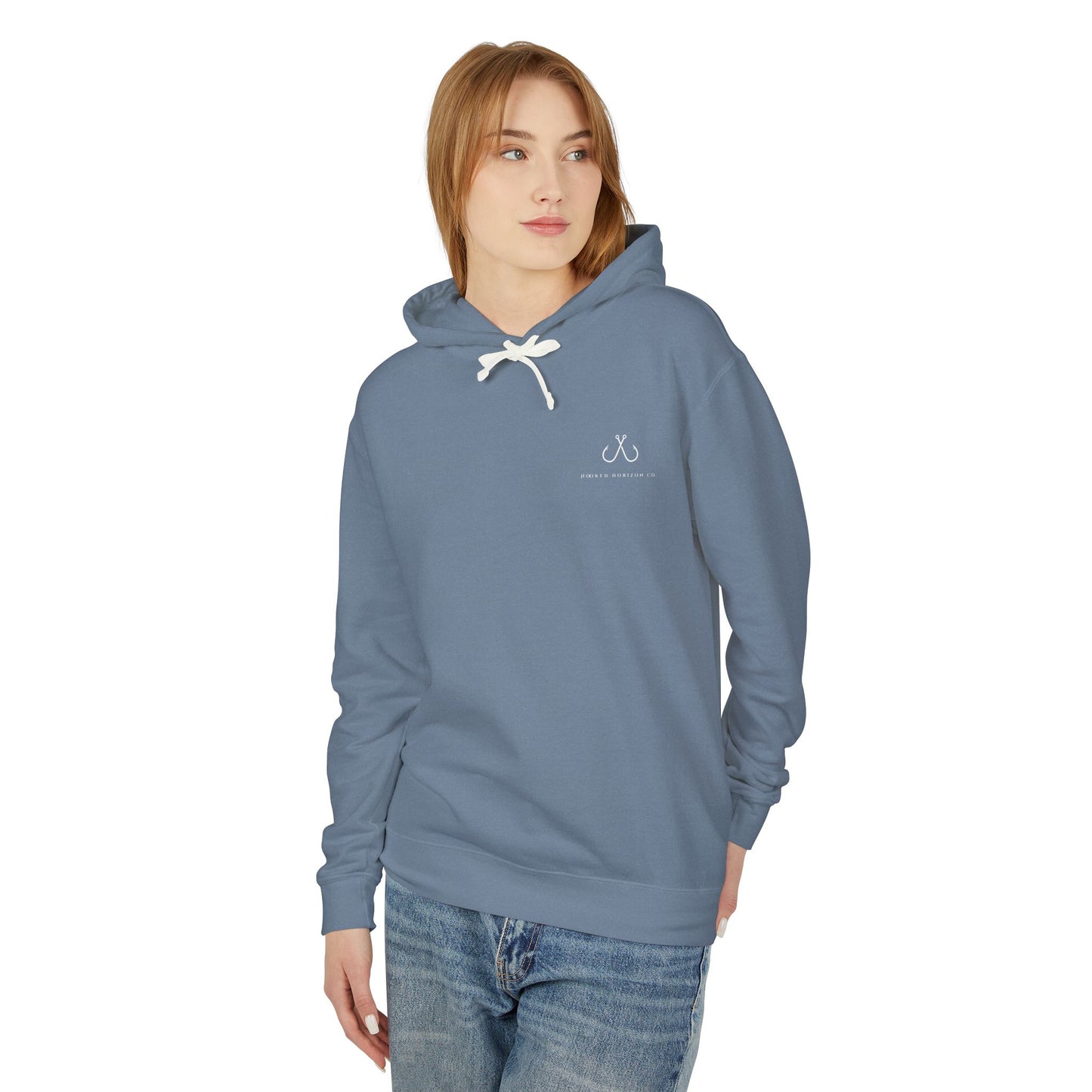 Purple To Blue Hooked Horizon Co Unisex Lightweight Hoodie with Deep Drift Design | Perfect for Fishermen, Beach Lovers, Casual Outings, Gift for Him/Her, Nautical Style,  Ocean Lover Gifts