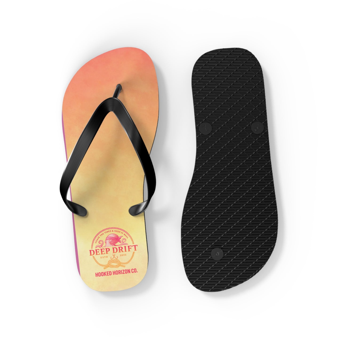 Pink Ombre Ocean-Inspired Flip Flops, Summer Sandals, Beach Footwear, Deep Drift, Vacation Essentials, Nautical Gift