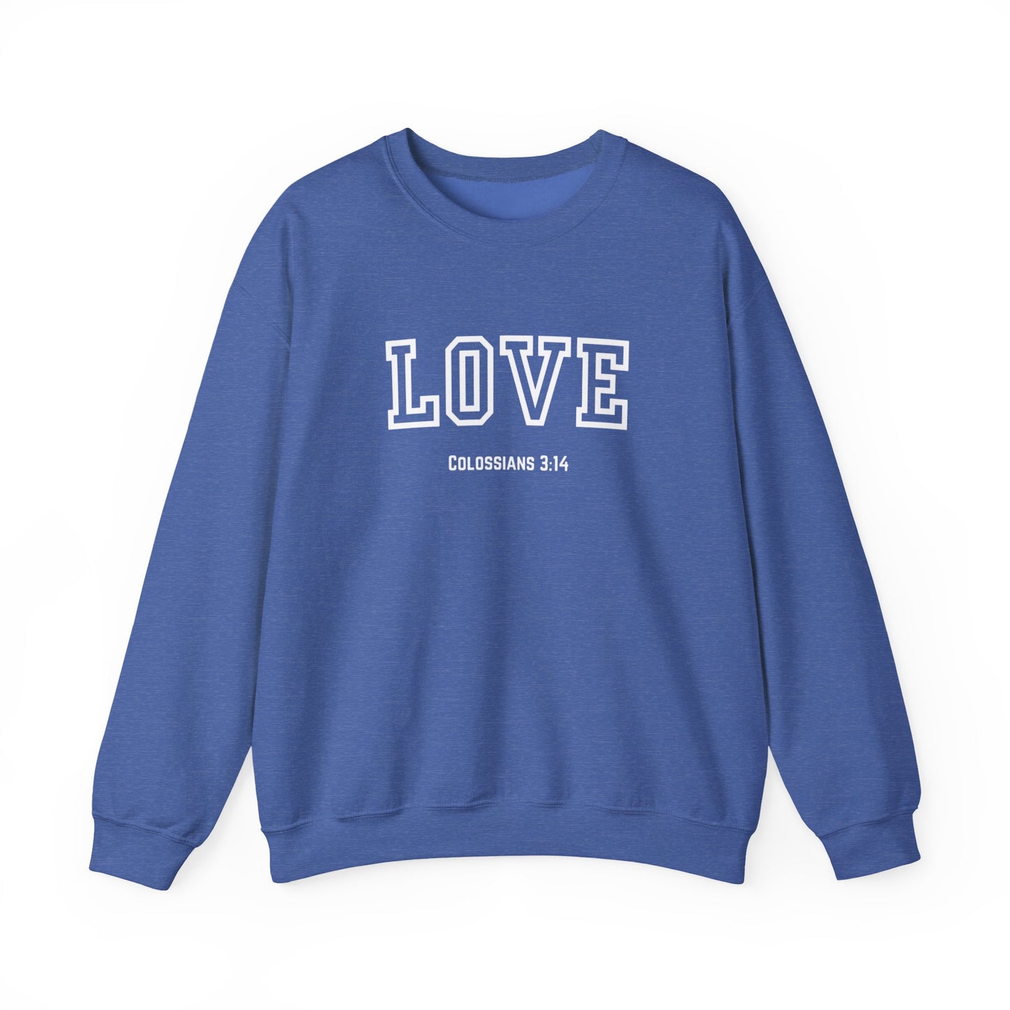 Love Crewneck Sweatshirt, Unisex Fashion, Comfortable Gift, Colossians 3:14 Design, Cozy Casual Wear, Perfect for Any Occasion