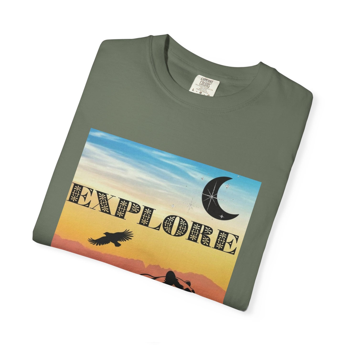 Explore Wildlife Adventure Tee Unisex Garment-Dyed T-shirt, Boho Nature Tee, Camping Shirt, Adventure Apparel, Gift for Wilderness Lovers
