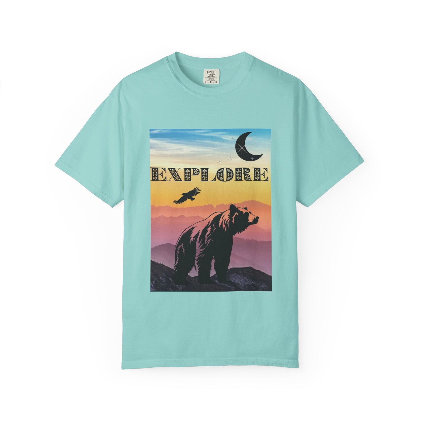 Explore Wildlife Adventure Tee Unisex Garment-Dyed T-shirt, Boho Nature Tee, Camping Shirt, Adventure Apparel, Gift for Wilderness Lovers