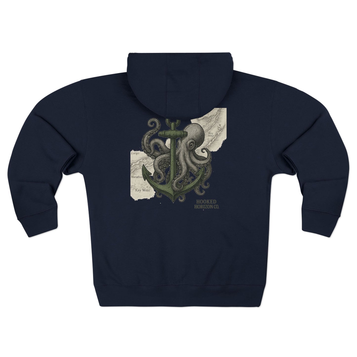 Kraken Key West Unisex Zip Hoodie for Ocean Lovers, Nautical Fashion, Cool Weather Gear, Everyday Comfort, Perfect Gift