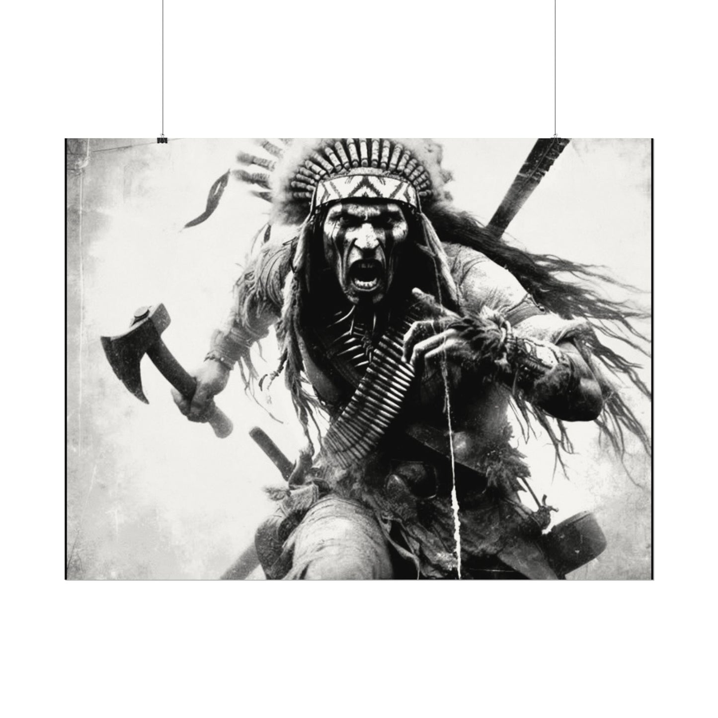 Warriors Charge – Western Textured Watercolor Matte Posters