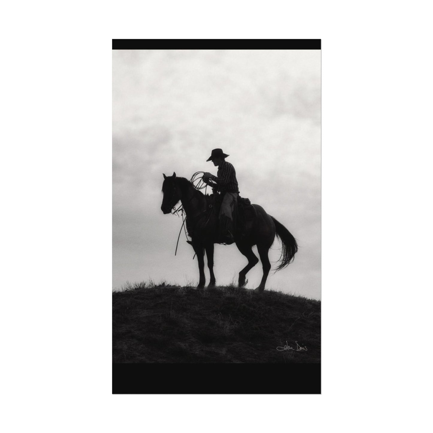 Rider On The Ridge – Western Textured Watercolor Matte Posters