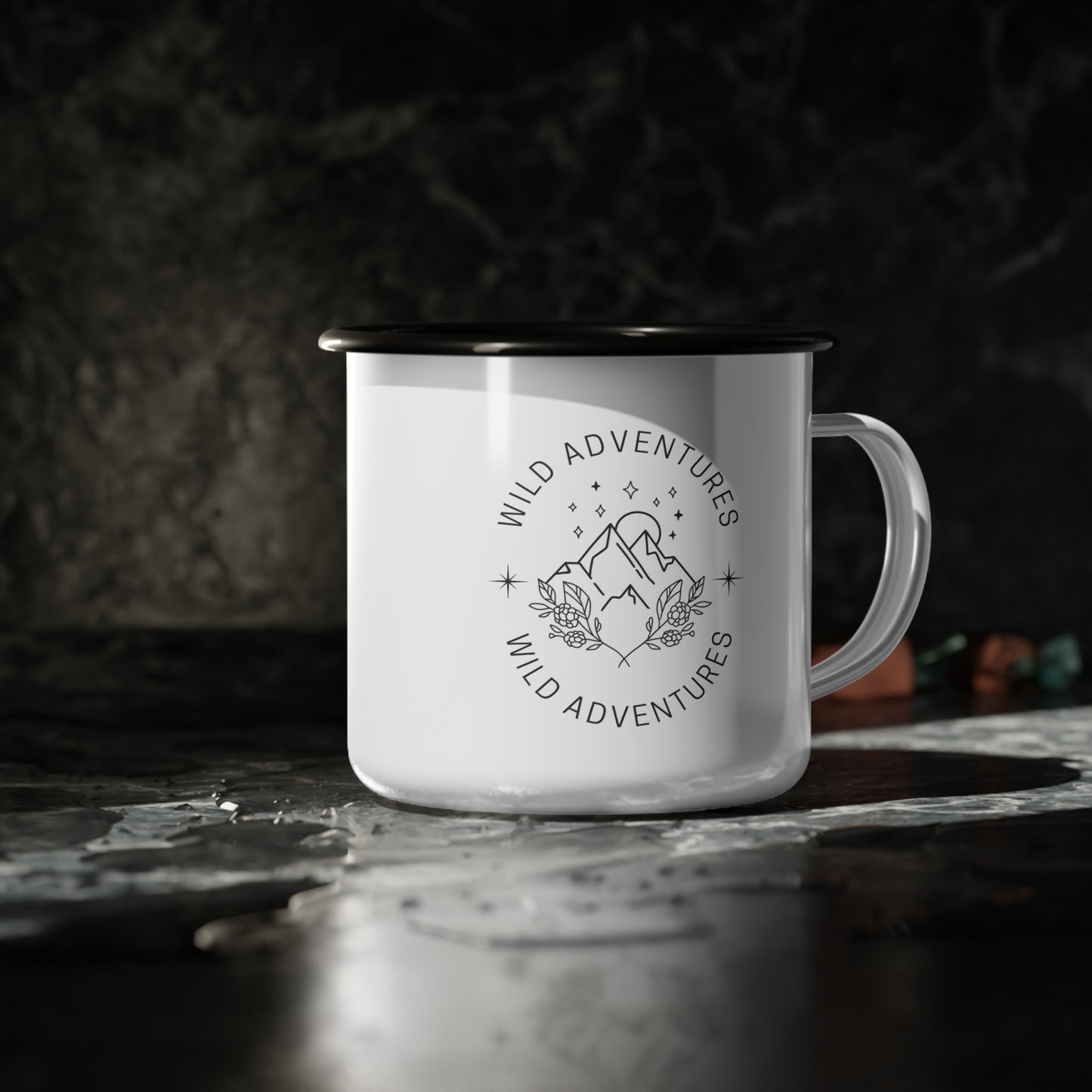 Wild Adventures Enamel Camp Cup - Perfect for Outdoor Enthusiasts, Camping, Hiking, Travel Mugs, Unique Gift Idea