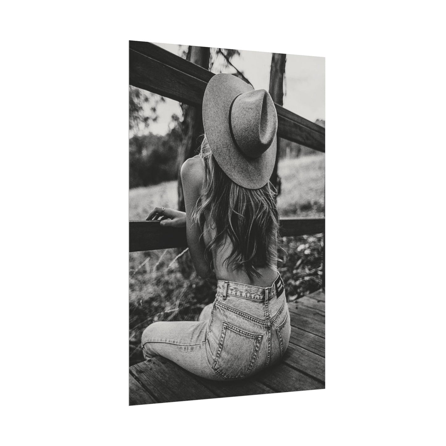 Babys Got Her Blue Jeans On – Western Textured Watercolor Matte Posters