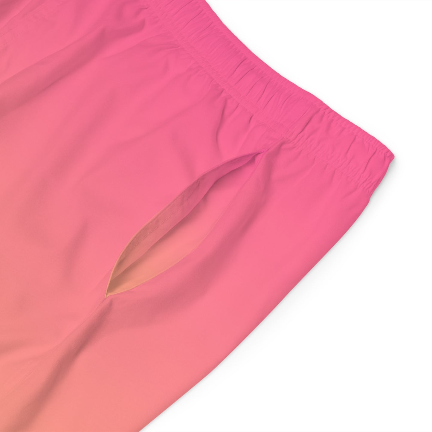 Arrow Ridge Pink To Orange Ombre Men's Ocean-Inspired Board Shorts, Swimwear for Beach Days, Summer Vacations, Pool Parties, Surfing Attire, Water Sports