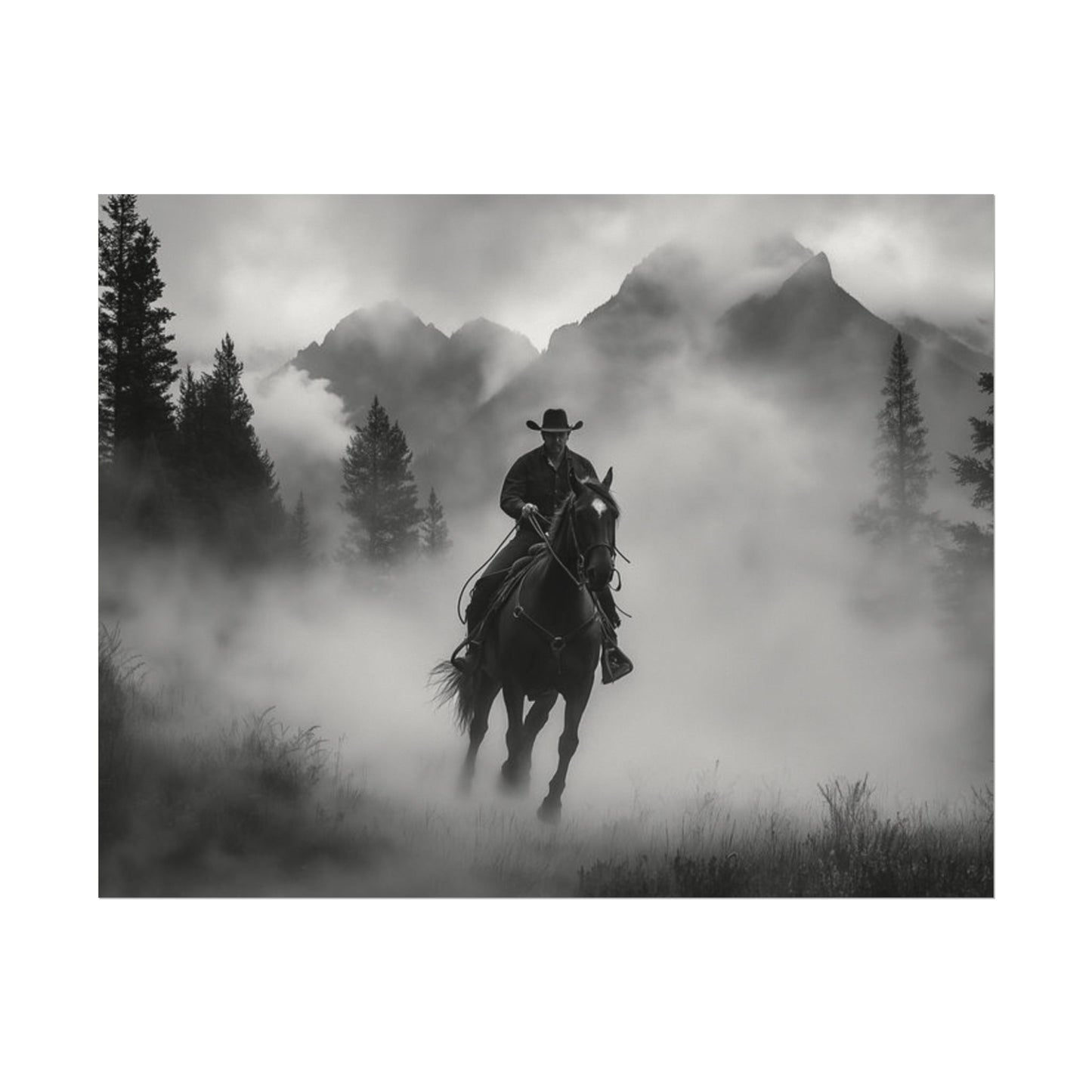 Storm Rider– Western Textured Watercolor Matte Posters