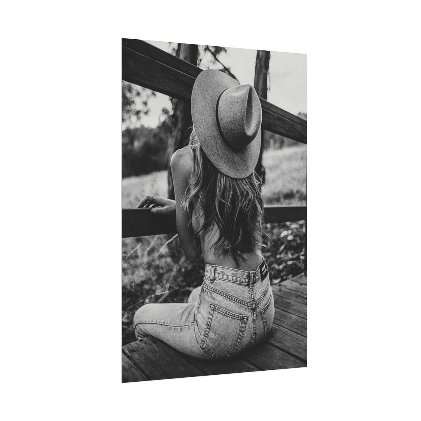 Babys Got Her Blue Jeans On – Western Textured Watercolor Matte Posters