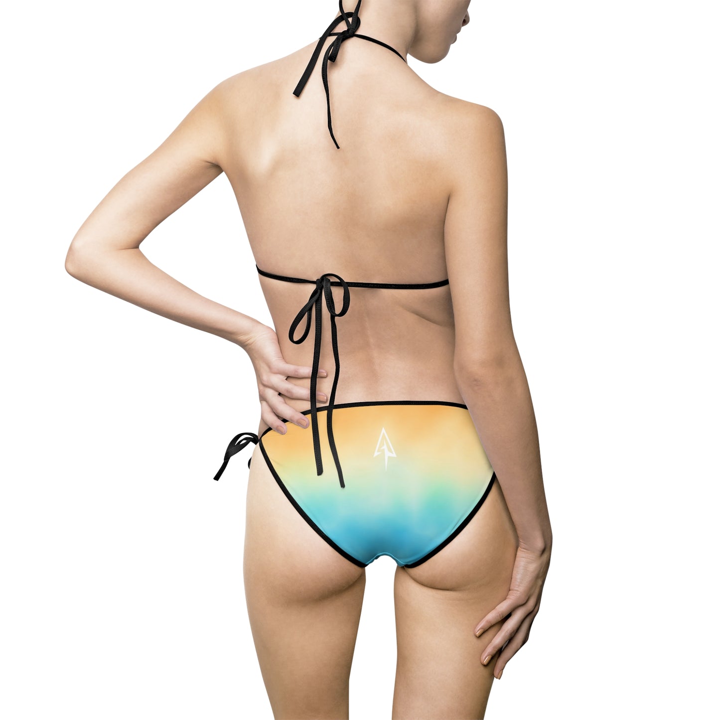 Arrow Ridge Orange To Blue Ombre Women’s Bikini Swimsuit, Summer Beachwear, Swimwear for Vacations, Pool Parties, Tropical Getaways