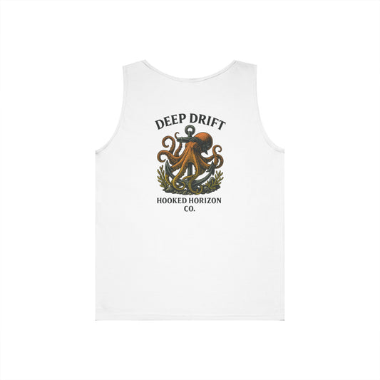 Dark Orange Deep Drift Octopus Graphic Tank Top, Summer Beach Wear, Unisex Tank, Gift for Ocean Lovers, Nautical Tees, Camping Apparel