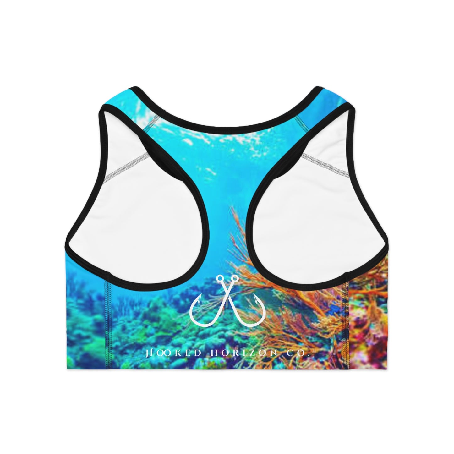 Bright Reef Deep Drift Hooked Horizon Co. Stylish Sports Bra for Active Women, Workout Top, Gym Essential, Fitness Apparel, Athleisure Wear, Yoga Gear