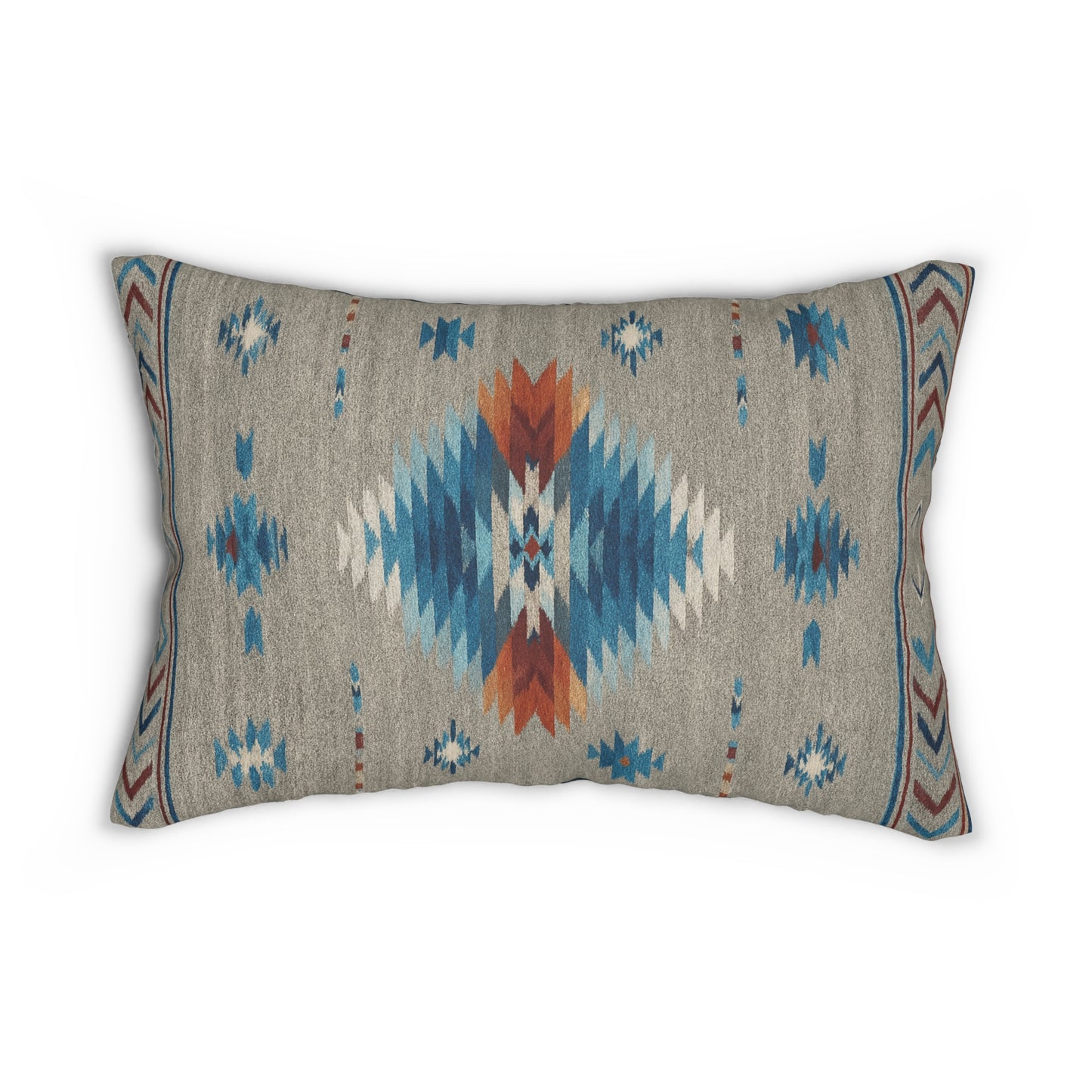 2 in 1 Turquoise & Grey Western Pattern Lumbar Pillow, Farmhouse Decor, Cozy Home Accent, Unique Gift for Animal Lovers, Boho Cushion