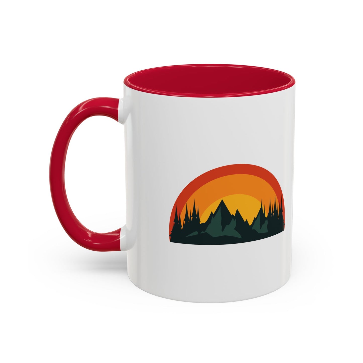 Red, Orange, Yellow Colorful Mountain Sunset Mug, Perfect Gift for Nature Lovers, Cozy Coffee Mug, Campfire Memories, Adventurer's Drinkware