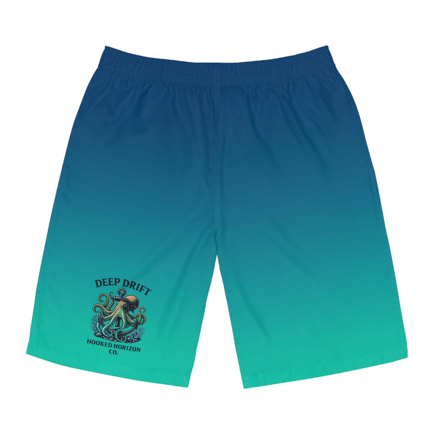 Blue To Green Ombre Men's Ocean-Inspired Board Shorts, Swimwear for Beach Days, Summer Vacations, Pool Parties, Surfing Attire, Water Sports