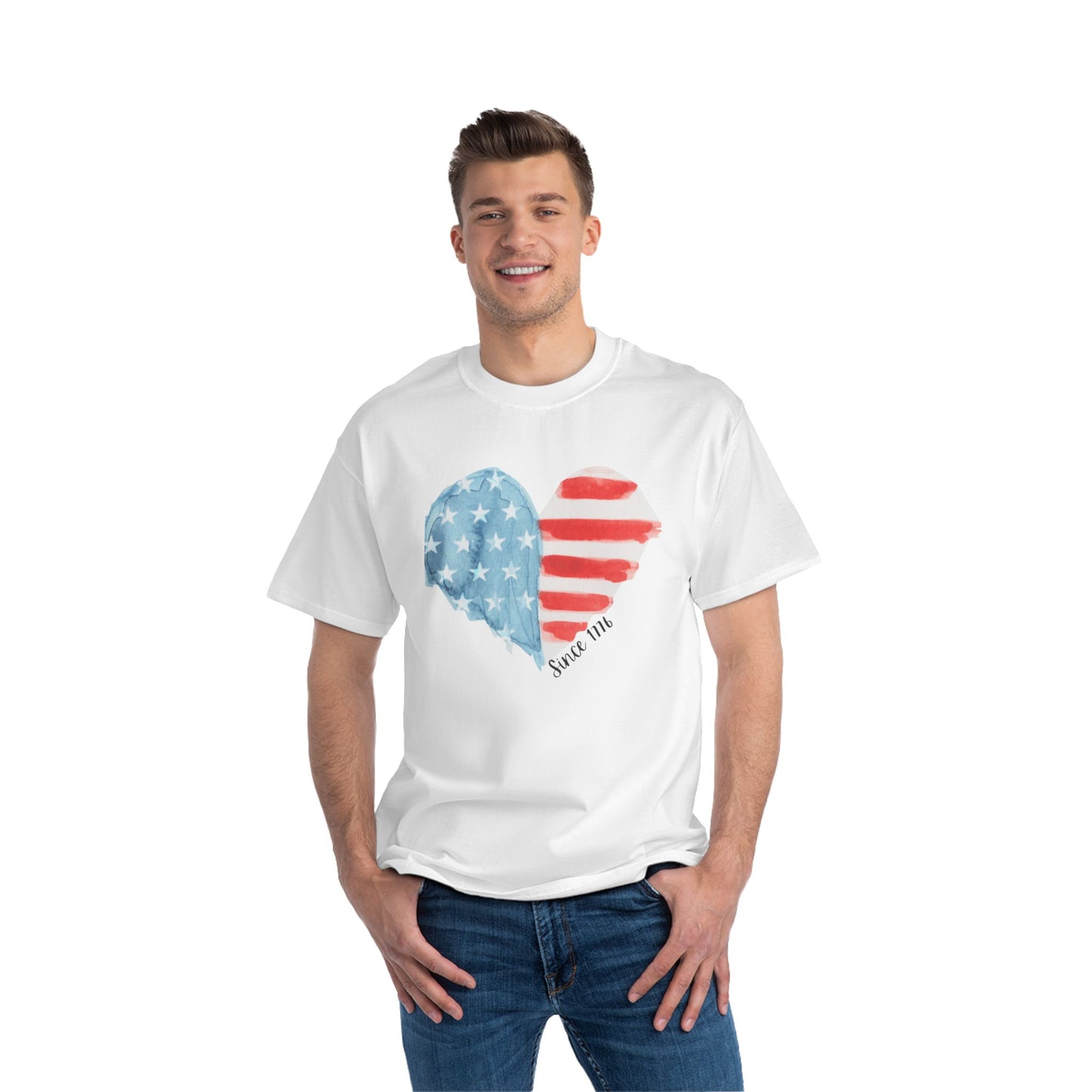American Flag Heart T-Shirt | America 1776 Design, Fourth of July Shirt, Independence Day Tee, Memorial Day Top, Gift for Veterans