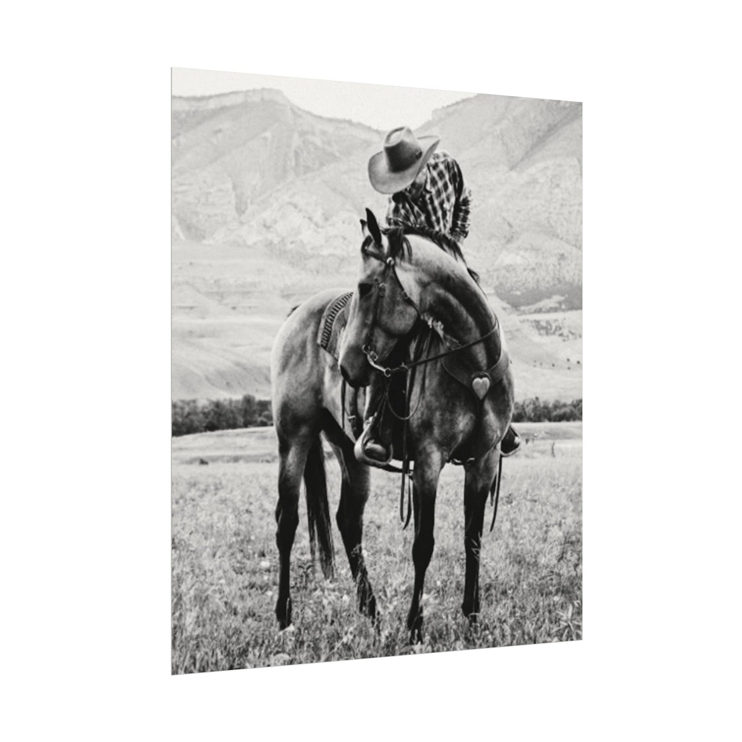 Love In The Saddle – Western Textured Watercolor Matte Posters