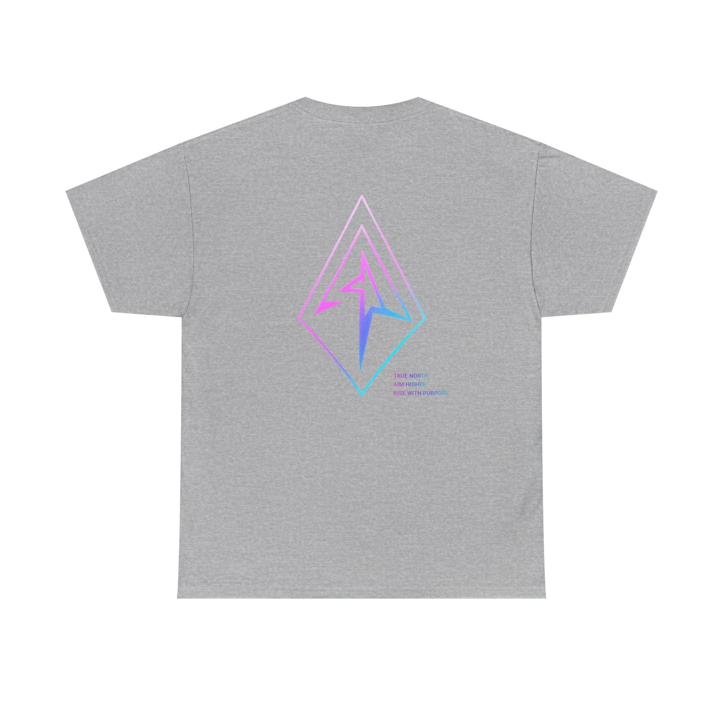 Arrow Ridge Gradient Tee — Minimal Origami Logo T-Shirt with Pastel Holographic Design
