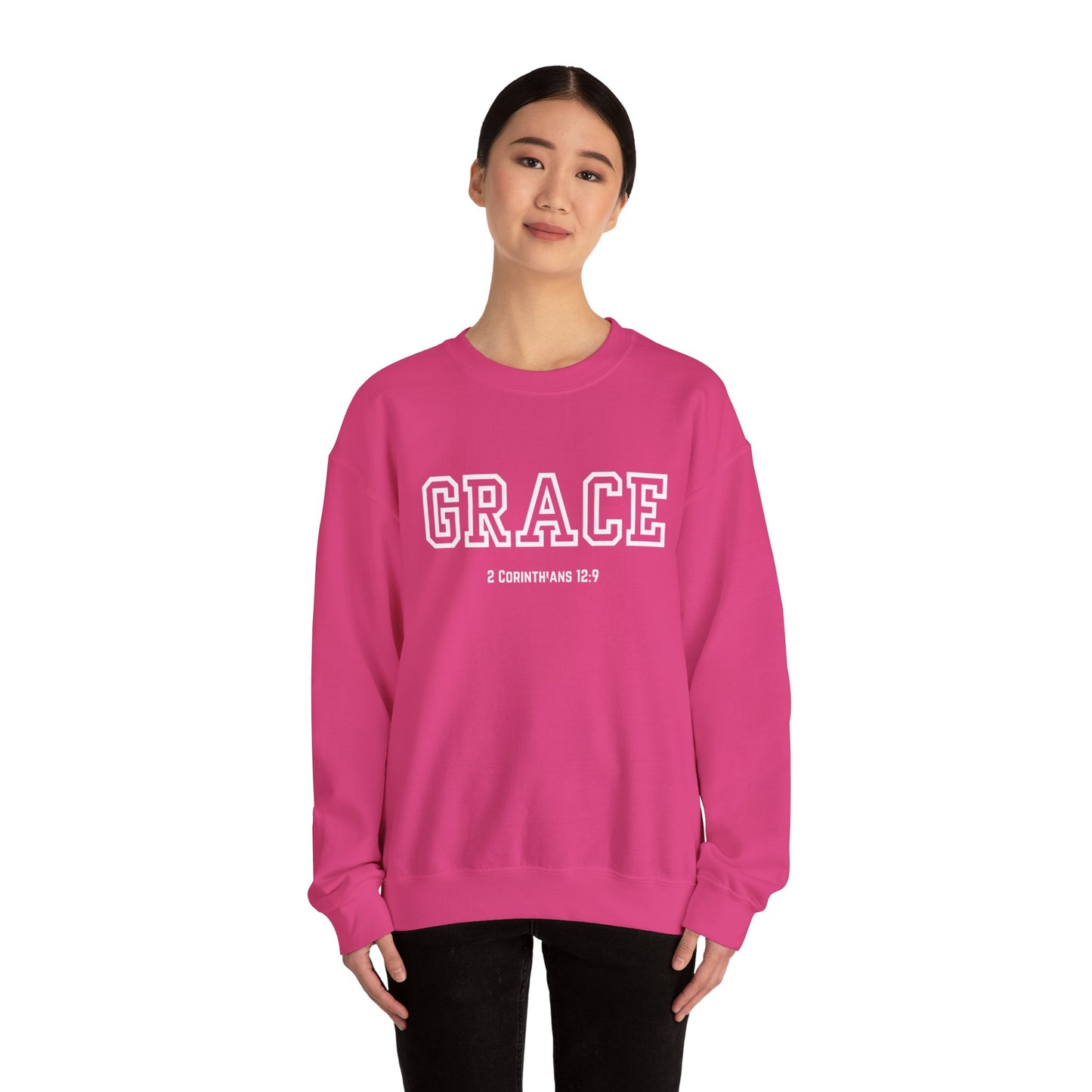 Grace Crewneck Sweatshirt - Comfort in Faith, Unisex Gift, Spiritual Apparel, Inspirational Fashion, Cozy Christian Sweatshirt