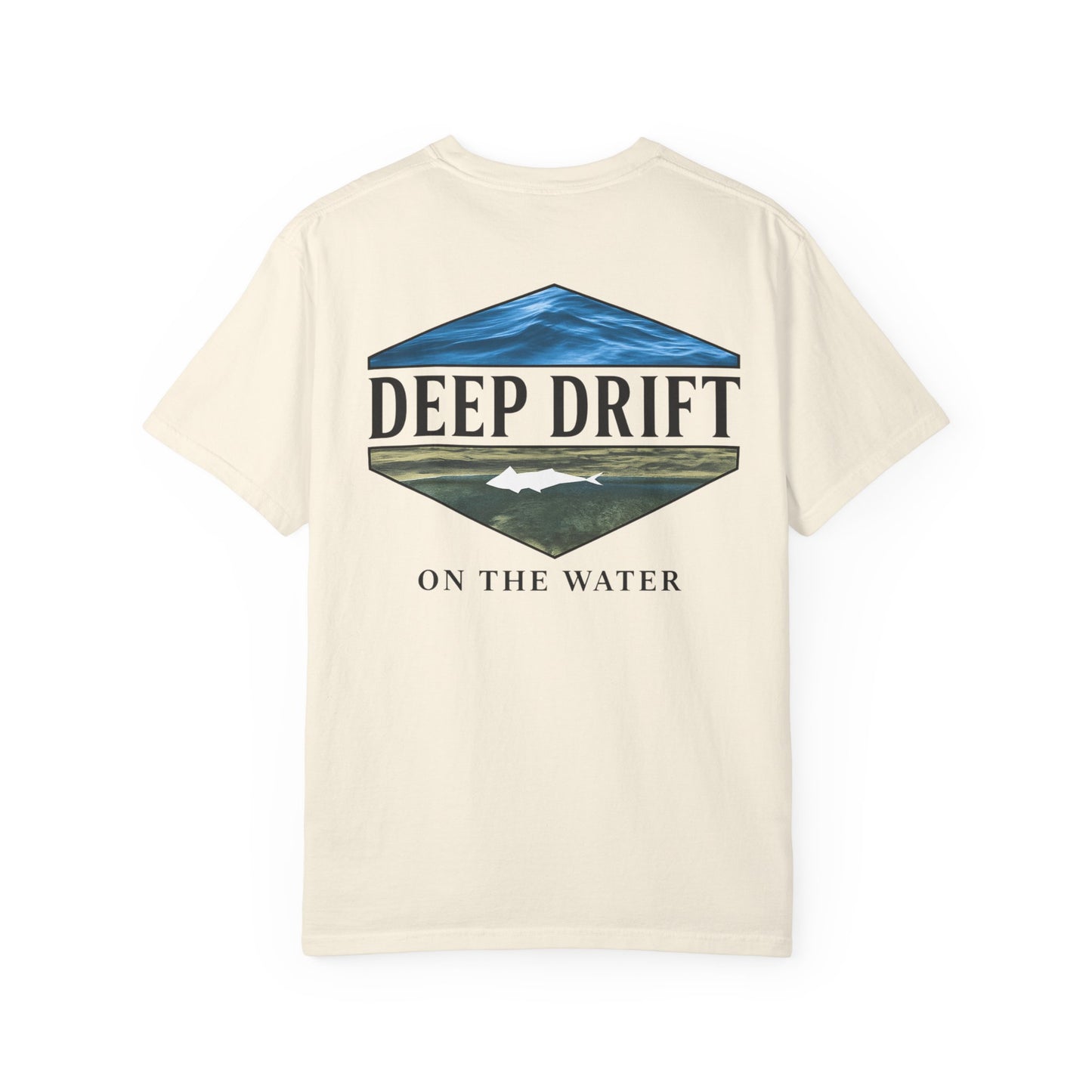 Deep Drift Fishing T-Shirt - Green & Blue Fishing Tee for Angler Lovers, Shark Lovers, Ocean Tee