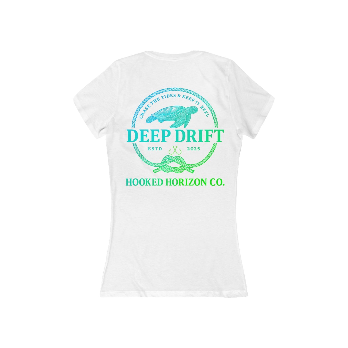 Blue To Green  Deep Drift Women's V-Neck Tee - Turtle PinkCasual Style, Gift for Beach Lovers, Summer Wear, Travel Outfit, Comfortable Tee