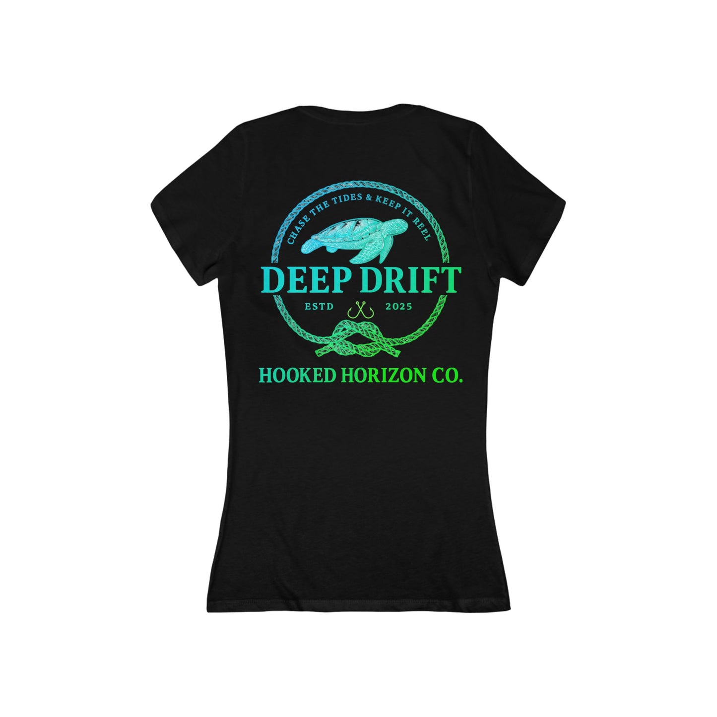 Blue To Green  Deep Drift Women's V-Neck Tee - Turtle PinkCasual Style, Gift for Beach Lovers, Summer Wear, Travel Outfit, Comfortable Tee