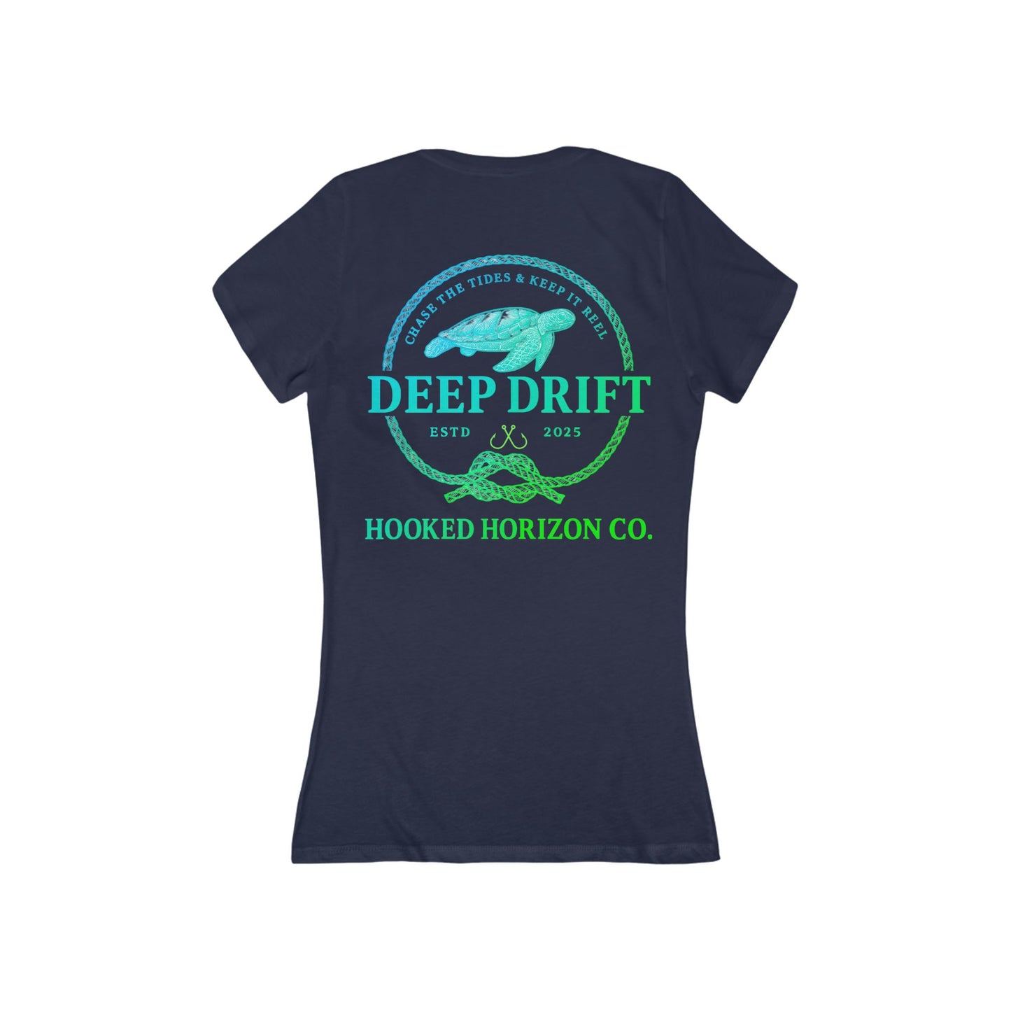 Blue To Green  Deep Drift Women's V-Neck Tee - Turtle PinkCasual Style, Gift for Beach Lovers, Summer Wear, Travel Outfit, Comfortable Tee