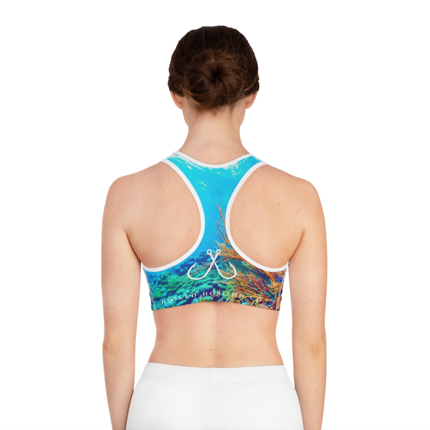 Bright Reef Deep Drift Hooked Horizon Co. Stylish Sports Bra for Active Women, Workout Top, Gym Essential, Fitness Apparel, Athleisure Wear, Yoga Gear