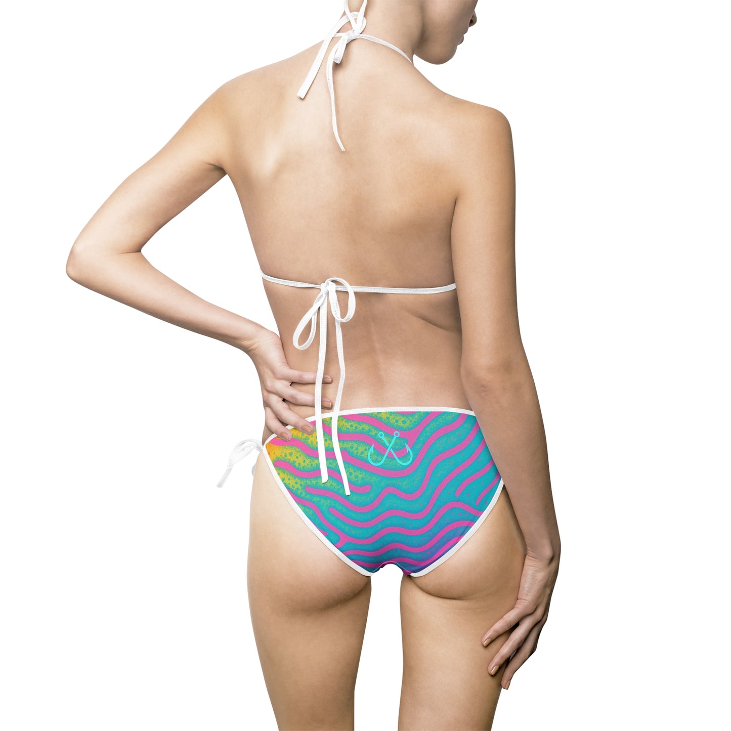 Retro Inspired Wave Women’s Bikini Swimsuit, Summer Beachwear, Swimwear for Vacations, Pool Parties, Tropical Getaways