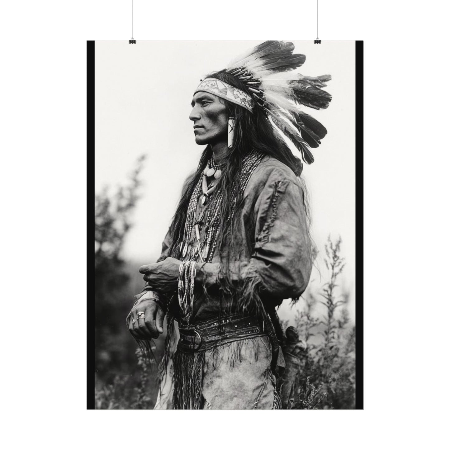 Warriors Gaze – Western Textured Watercolor Matte Posters