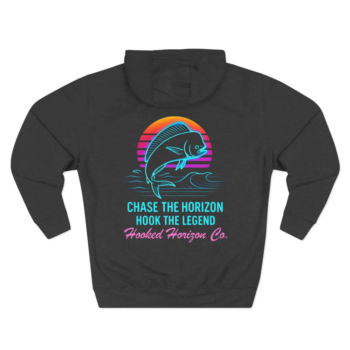Retro Deep Drift Neon Mahi Fishing Hoodie – "Chase the Horizon, Hook the Legend" Graphic