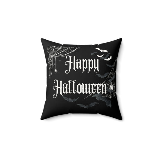 2 in 1 Raven & Spider Happy Halloween Throw Pillow, Cozy Faux Suede, Seasonal Decor, Halloween, Unique Gift Idea