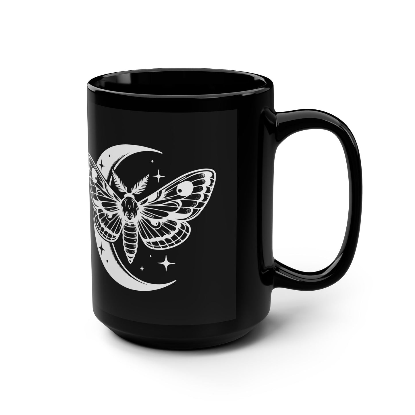 Mystical Butterfly Mug - 15oz Black Coffee Cup with Lunar Design, Perfect Gift for Witchy Vibes, Home Decor, Halloween