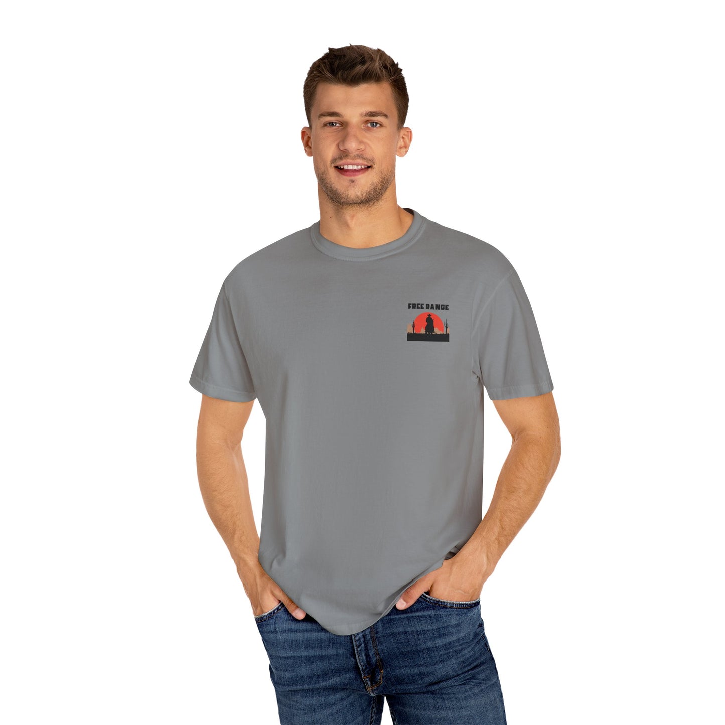 Free Range Rancher Mountain T-Shirt - Western Gift, Nature Lover Tee, Unisex Cotton Shirt