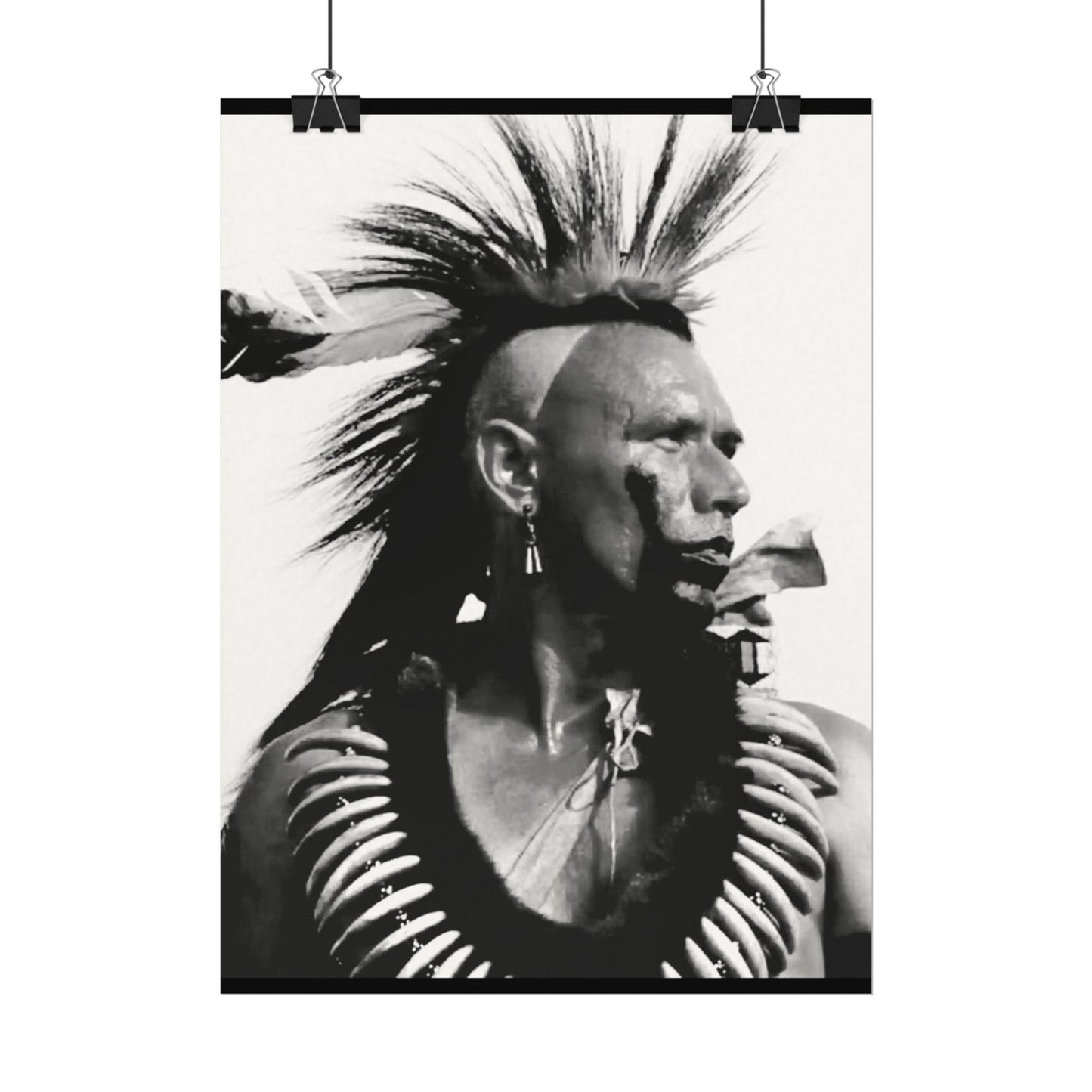 Feathered Warrior Cheif   – Western Textured Watercolor Matte Posters