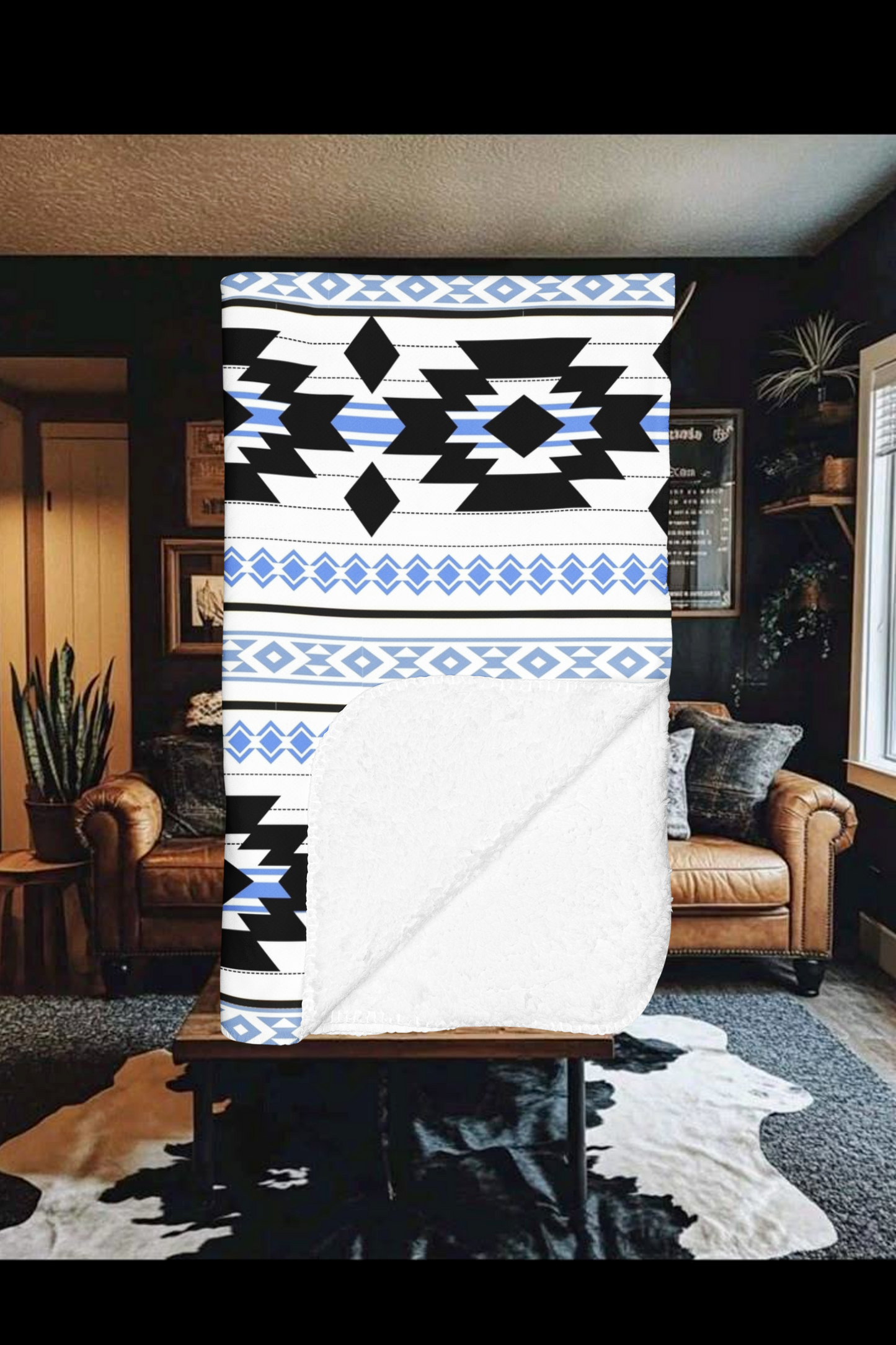 Joseph Sherpa Fleece Blanket - Modern Tribal Design, Perfect for Home Decor, Gift for Him/Her, Winter Warmth, Beach Blanket