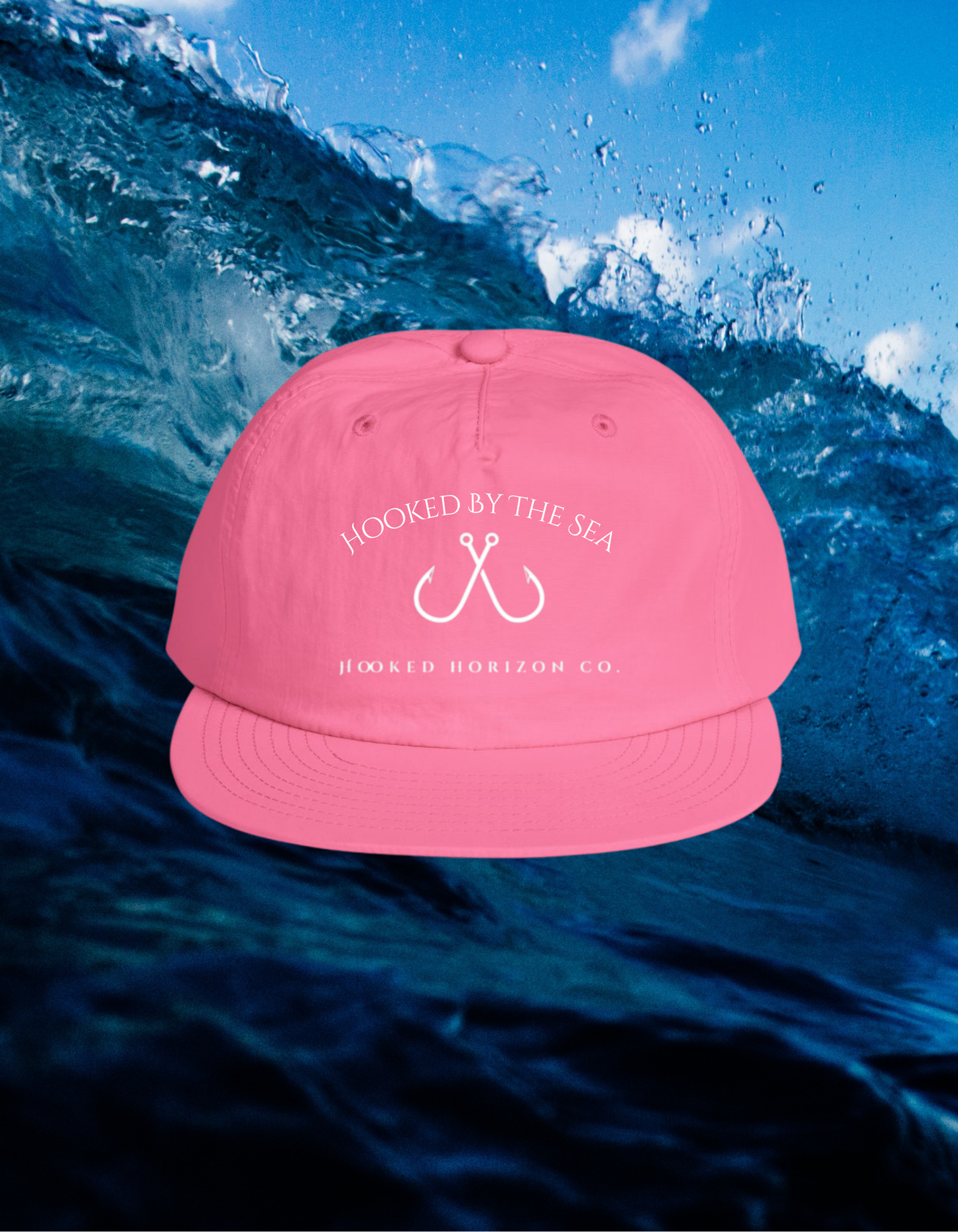 Surf Cap Hooked Horizon Co. - Beachy Vibes Snapback Hat for Surf Lovers, Summer Fashion, Ocean Enthusiasts, Gift for Surfers, Vacation Style