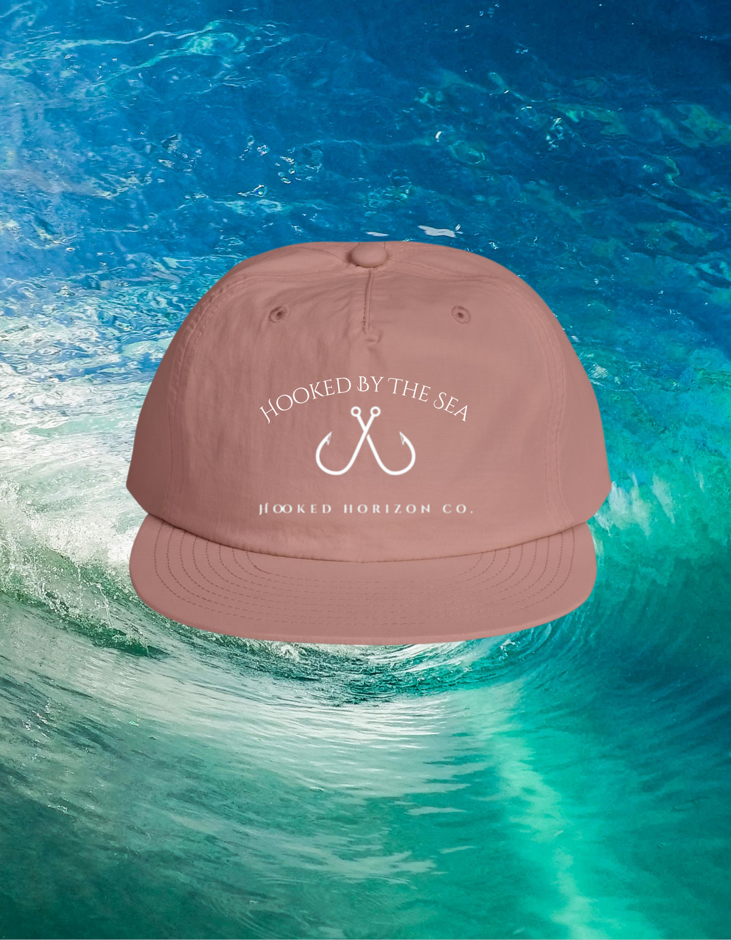 Surf Cap Hooked Horizon Co. - Beachy Vibes Snapback Hat for Surf Lovers, Summer Fashion, Ocean Enthusiasts, Gift for Surfers, Vacation Style