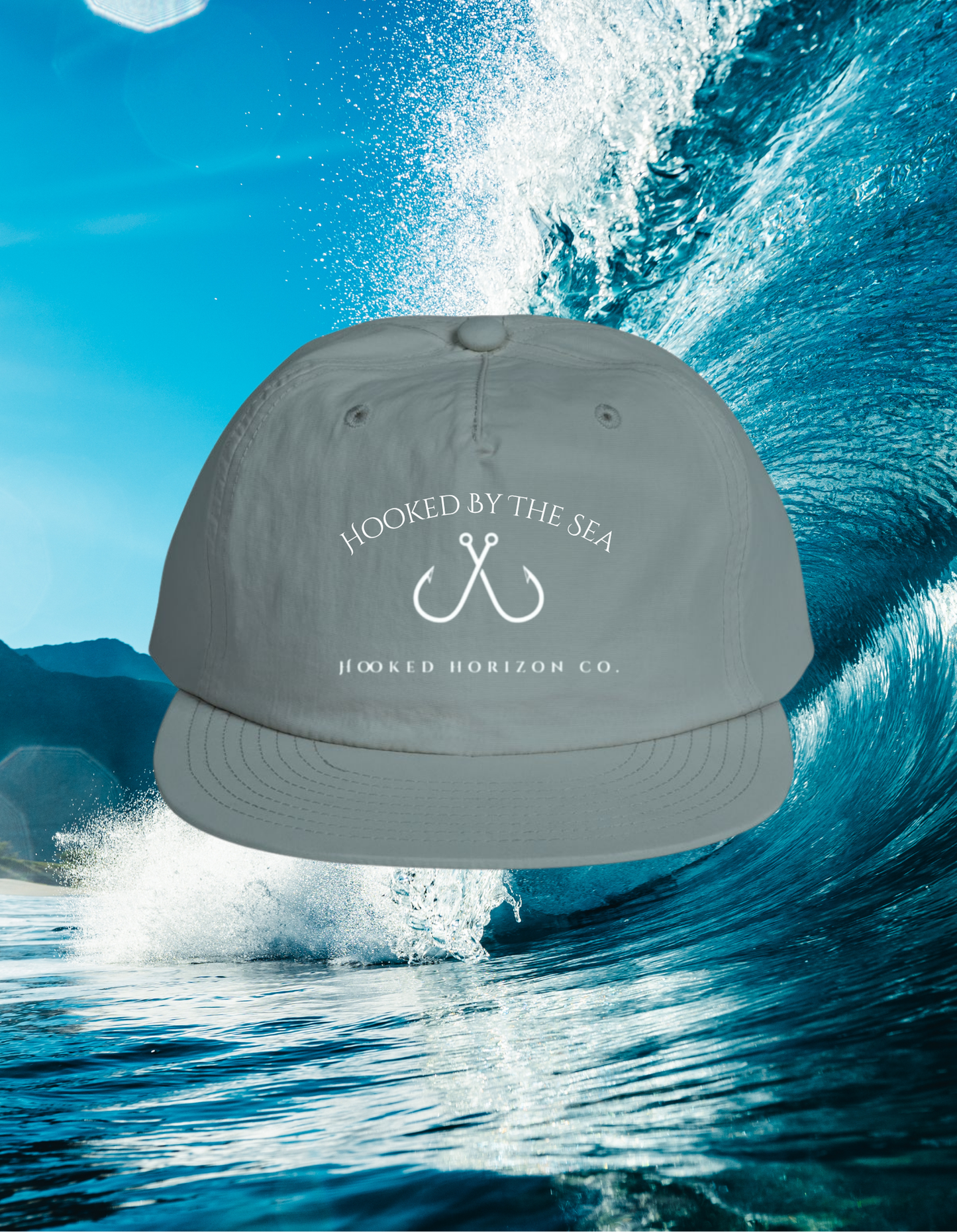Surf Cap Hooked Horizon Co. - Beachy Vibes Snapback Hat for Surf Lovers, Summer Fashion, Ocean Enthusiasts, Gift for Surfers, Vacation Style