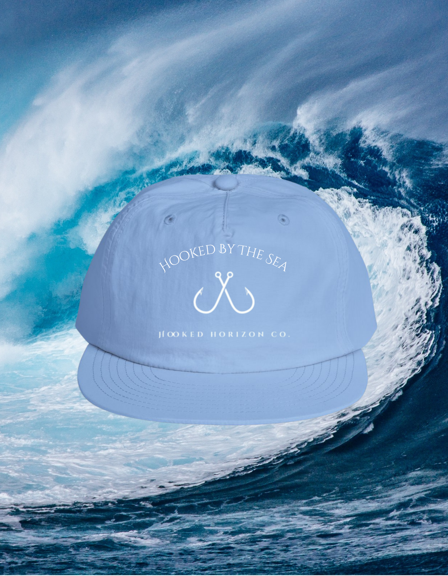 Surf Cap Hooked Horizon Co. - Beachy Vibes Snapback Hat for Surf Lovers, Summer Fashion, Ocean Enthusiasts, Gift for Surfers, Vacation Style