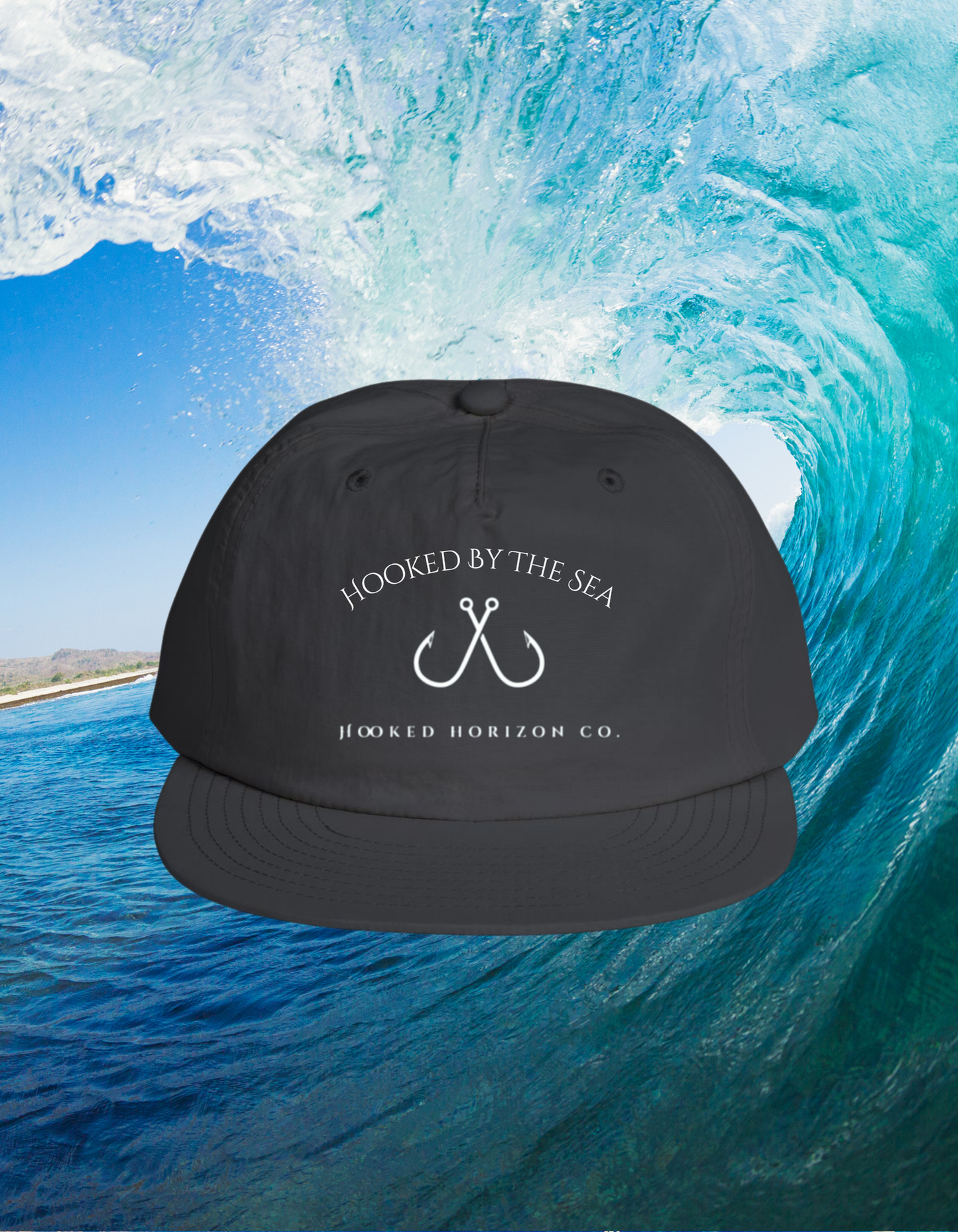 Surf Cap Hooked Horizon Co. - Beachy Vibes Snapback Hat for Surf Lovers, Summer Fashion, Ocean Enthusiasts, Gift for Surfers, Vacation Style