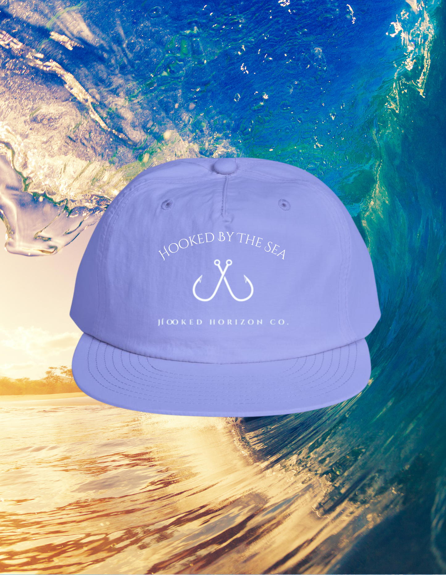 Surf Cap Hooked Horizon Co. - Beachy Vibes Snapback Hat for Surf Lovers, Summer Fashion, Ocean Enthusiasts, Gift for Surfers, Vacation Style