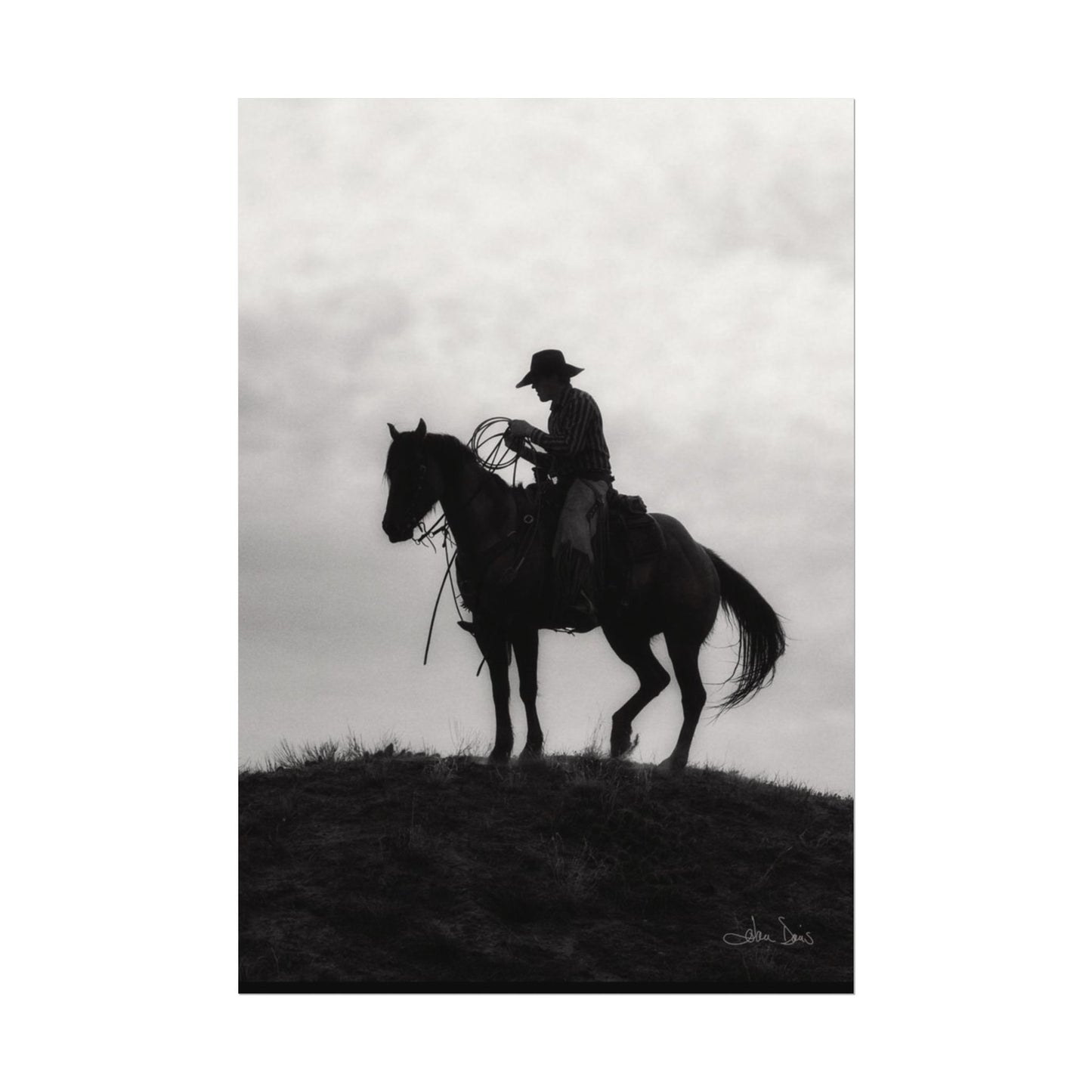 Rider On The Ridge – Western Textured Watercolor Matte Posters