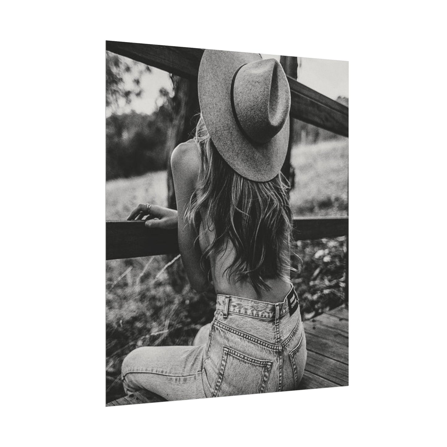 Babys Got Her Blue Jeans On – Western Textured Watercolor Matte Posters