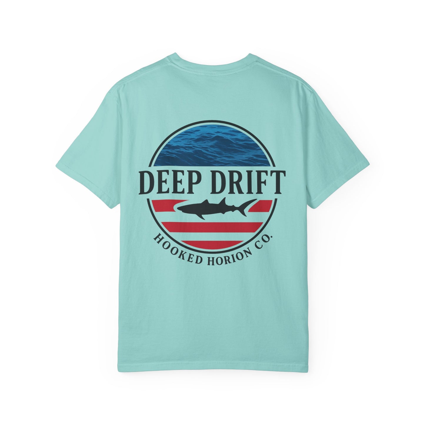 USA Deep Drift Fishing T-Shirt - RED, WHITE & BLUE Fishing Tee for Angler Lovers, Shark Lovers, Ocean Tee