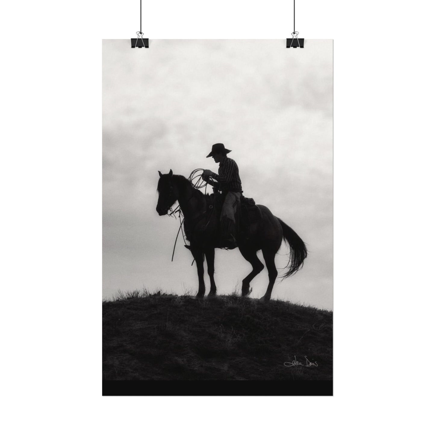 Rider On The Ridge – Western Textured Watercolor Matte Posters
