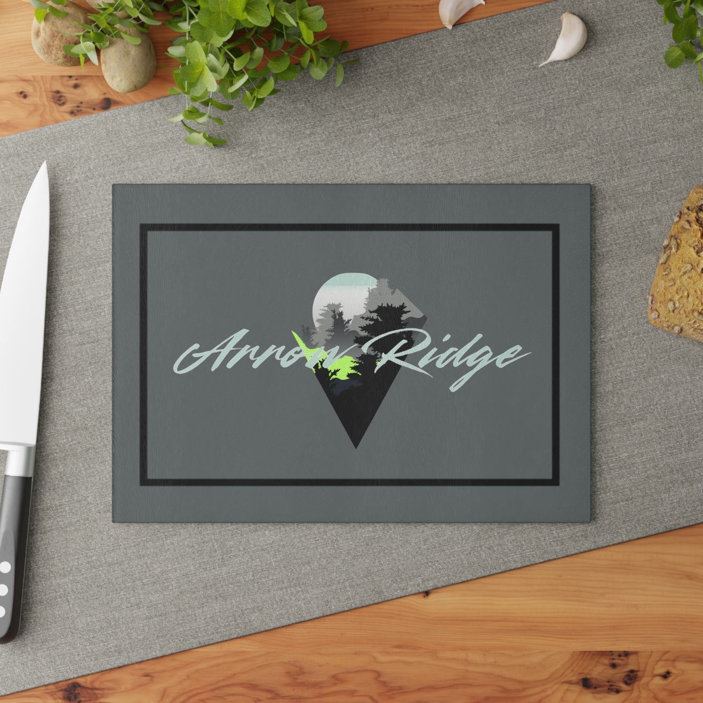 Arrow Ridge Glass Cutting Board, Kitchen Décor, Gift for Home Cooks, Wedding Gift, Housewarming Present, Custom Kitchenware