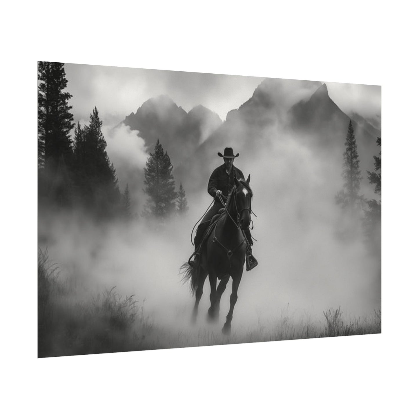 Storm Rider– Western Textured Watercolor Matte Posters